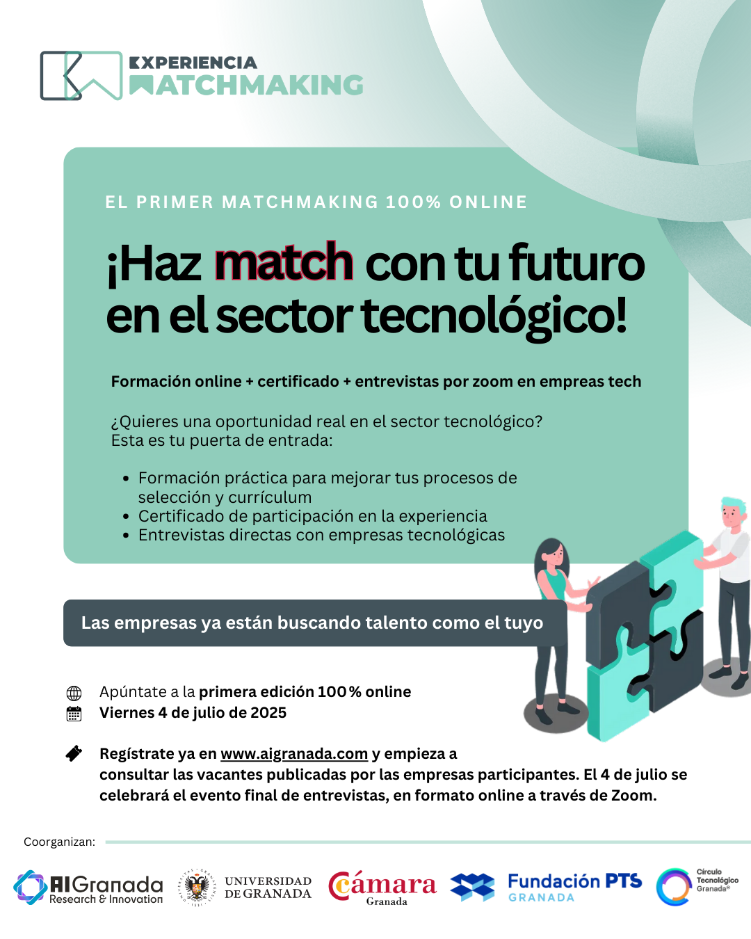 Imagen de portada de Abierta la convocatoria para la 5ª edición del Matchmaking Talento–Empresa, ahora 100% online