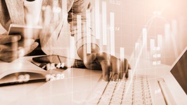 Stock market or forex trading graph and candlestick chart suitable for financial investment concept. Economy trends background for business idea and all art work design. Abstract finance background.